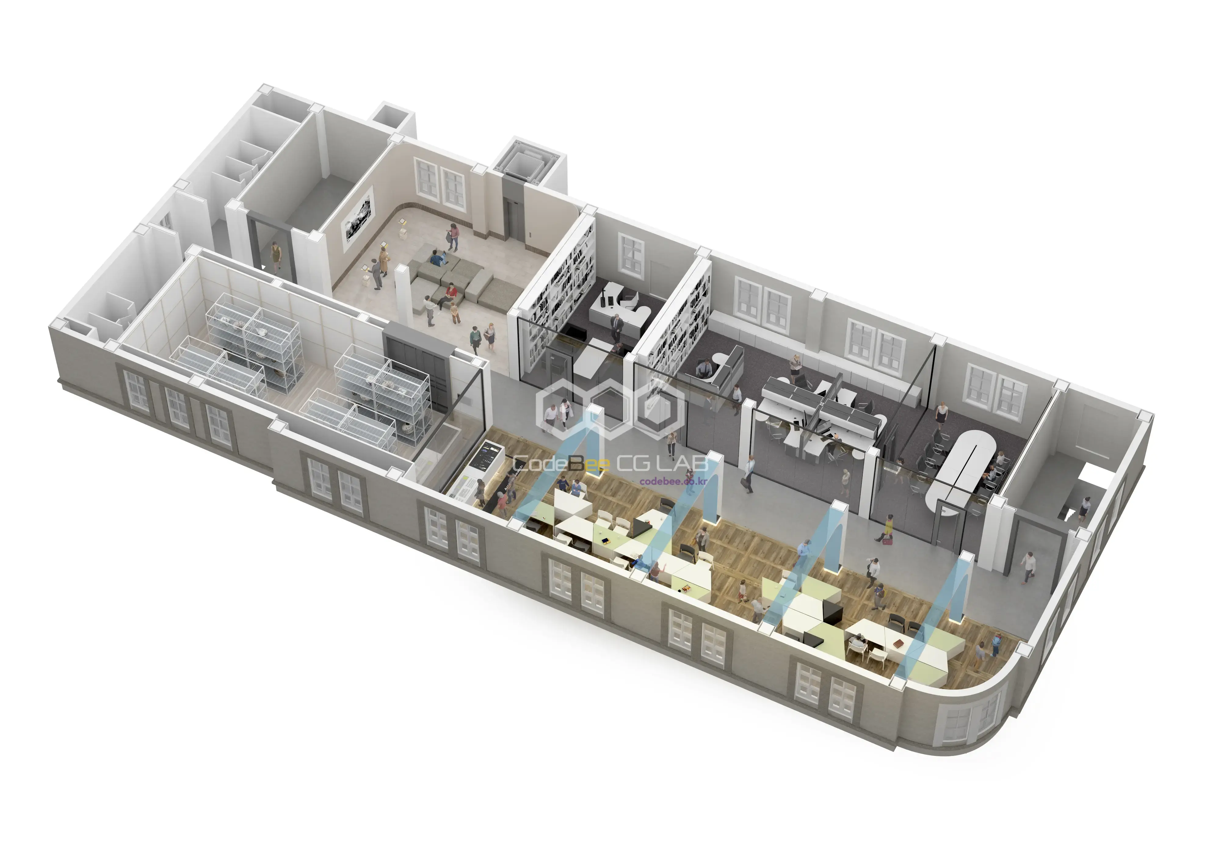 부산근현대역사박물관 교육 및 업무공간 3D 아이소메트릭